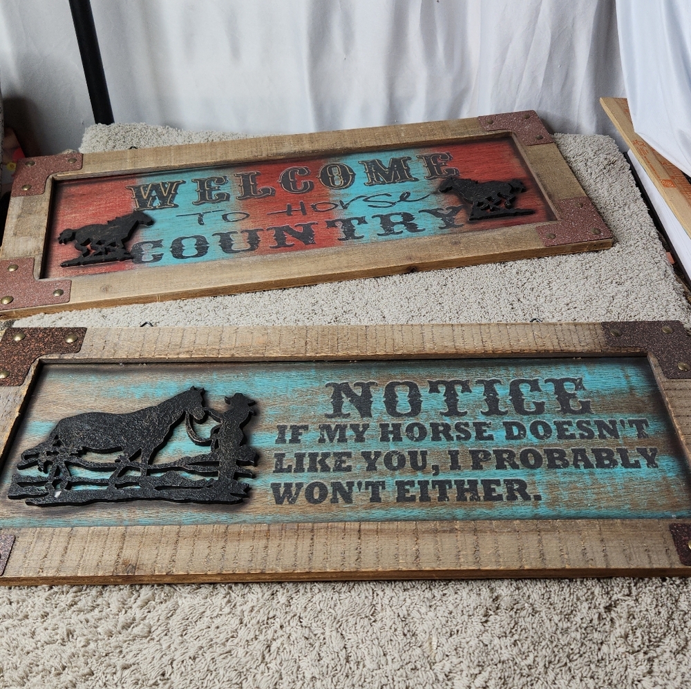 2 Western Decorative Signs With Horses - Picture 4 of 12